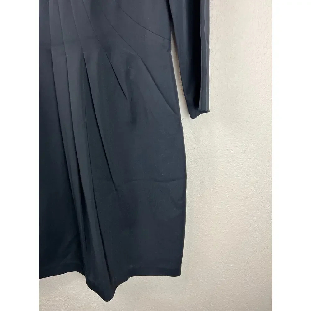 Reiss Sheath‎ Dress Pleated Front Black Pockets 6 Career Work Funeral